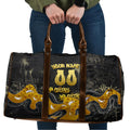Personalised Western Australia Oztag Swan Travel Bag Black Gold Graffiti Aboriginal Dot Pattern