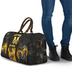 Personalised Western Australia Oztag Swan Travel Bag Black Gold Graffiti Aboriginal Dot Pattern
