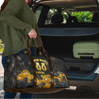Personalised Western Australia Oztag Swan Travel Bag Black Gold Graffiti Aboriginal Dot Pattern