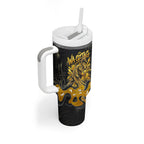 Personalised Western Australia Oztag Swan Tumbler With Handle Black Gold Graffiti Aboriginal Dot Pattern
