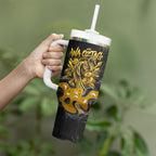 Personalised Western Australia Oztag Swan Tumbler With Handle Black Gold Graffiti Aboriginal Dot Pattern