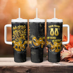 Personalised Western Australia Oztag Swan Tumbler With Handle Black Gold Graffiti Aboriginal Dot Pattern