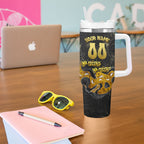 Personalised Western Australia Oztag Swan Tumbler With Handle Black Gold Graffiti Aboriginal Dot Pattern