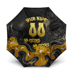 Personalised Western Australia Oztag Swan Umbrella Black Gold Graffiti Aboriginal Dot Pattern