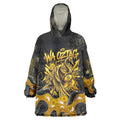 Personalised Western Australia Oztag Swan Wearable Blanket Hoodie Black Gold Graffiti Aboriginal Dot Pattern