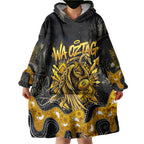 Personalised Western Australia Oztag Swan Wearable Blanket Hoodie Black Gold Graffiti Aboriginal Dot Pattern