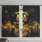 Personalised Western Australia Oztag Swan Window Curtain Black Gold Graffiti Aboriginal Dot Pattern