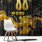 Personalised Western Australia Oztag Swan Window Curtain Black Gold Graffiti Aboriginal Dot Pattern