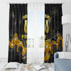 Personalised Western Australia Oztag Swan Window Curtain Black Gold Graffiti Aboriginal Dot Pattern