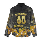 Personalised Western Australia Oztag Swan Women Casual Shirt Black Gold Graffiti Aboriginal Dot Pattern