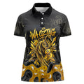 Personalised Western Australia Oztag Swan Women Polo Shirt Black Gold Graffiti Aboriginal Dot Pattern