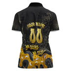 Personalised Western Australia Oztag Swan Women Polo Shirt Black Gold Graffiti Aboriginal Dot Pattern