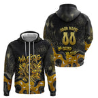 Personalised Western Australia Oztag Swan Zip Hoodie Black Gold Graffiti Aboriginal Dot Pattern