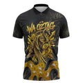 Personalised Western Australia Oztag Swan Zipper Polo Shirt Black Gold Graffiti Aboriginal Dot Pattern