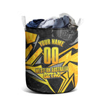Personalised Western Australia Oztag Swan Laundry Basket Black Gold Geometric Swan Aboriginal