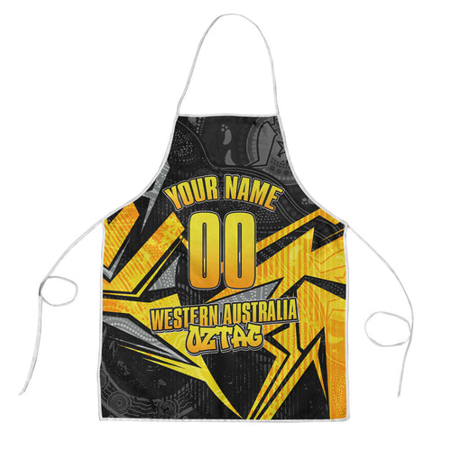 Personalised Western Australia Oztag Swan Apron Black Gold Geometric Swan Aboriginal