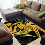 Personalised Western Australia Oztag Swan Area Rug Black Gold Geometric Swan Aboriginal