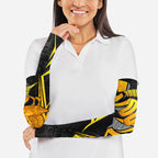 Personalised Western Australia Oztag Swan Arm Sleeves Black Gold Geometric Swan Aboriginal