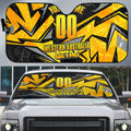 Personalised Western Australia Oztag Swan Auto Sun Shade Black Gold Geometric Swan Aboriginal