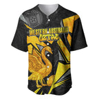 Personalised Western Australia Oztag Swan Baseball Jersey Black Gold Geometric Swan Aboriginal