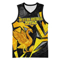 Personalised Western Australia Oztag Swan Basketball Jersey Black Gold Geometric Swan Aboriginal