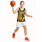Personalised Western Australia Oztag Swan Basketball Jersey Black Gold Geometric Swan Aboriginal