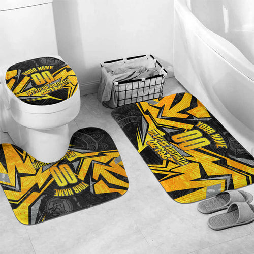 Personalised Western Australia Oztag Swan Bathroom Set Black Gold Geometric Swan Aboriginal