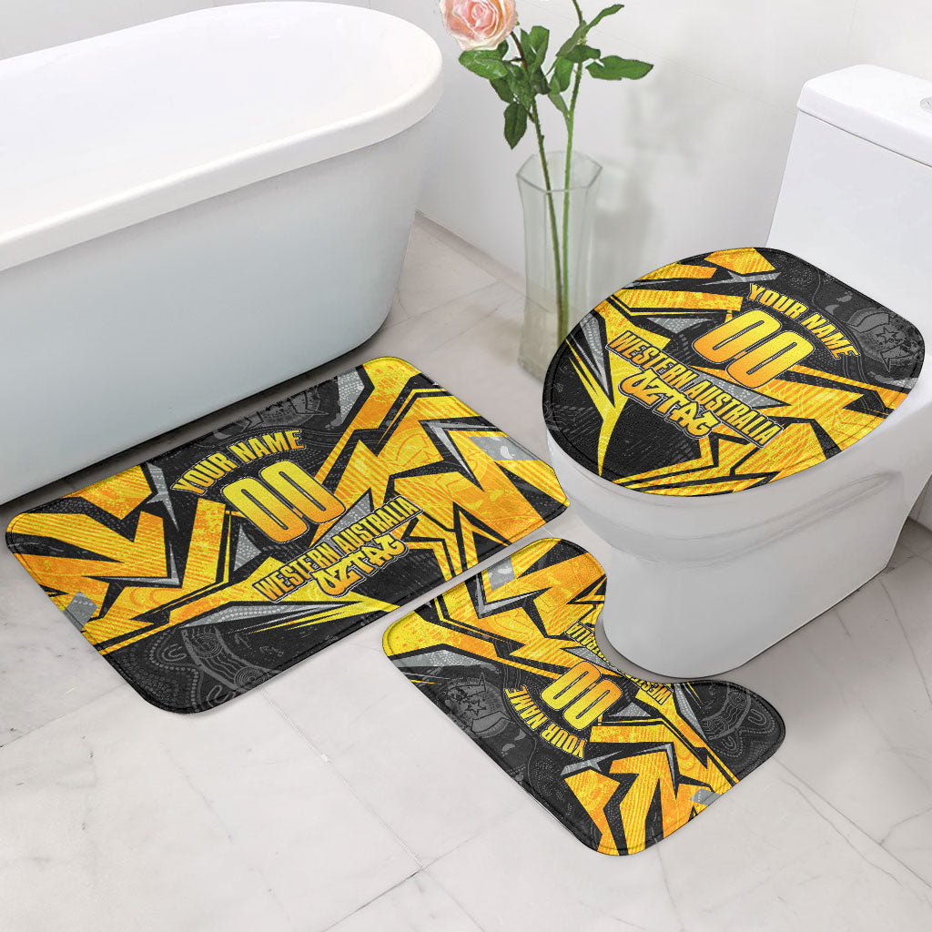 Personalised Western Australia Oztag Swan Bathroom Set Black Gold Geometric Swan Aboriginal