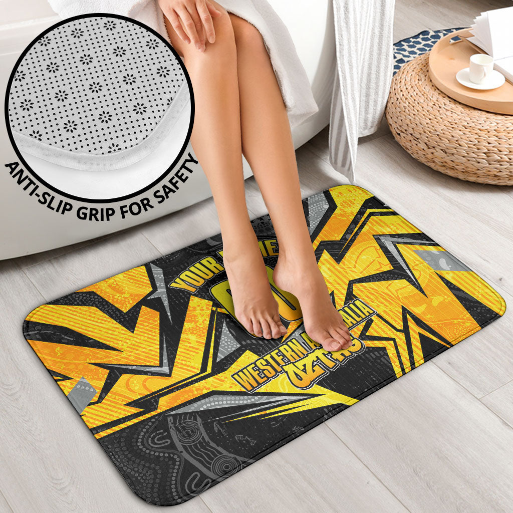 Personalised Western Australia Oztag Swan Bathroom Set Black Gold Geometric Swan Aboriginal