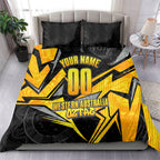 Personalised Western Australia Oztag Swan Bedding Set Black Gold Geometric Swan Aboriginal