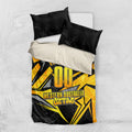 Personalised Western Australia Oztag Swan Bedding Set Black Gold Geometric Swan Aboriginal