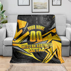 Personalised Western Australia Oztag Swan Blanket Black Gold Geometric Swan Aboriginal