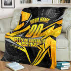 Personalised Western Australia Oztag Swan Blanket Black Gold Geometric Swan Aboriginal