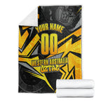 Personalised Western Australia Oztag Swan Blanket Black Gold Geometric Swan Aboriginal