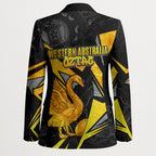 Personalised Western Australia Oztag Swan Blazer Black Gold Geometric Swan Aboriginal