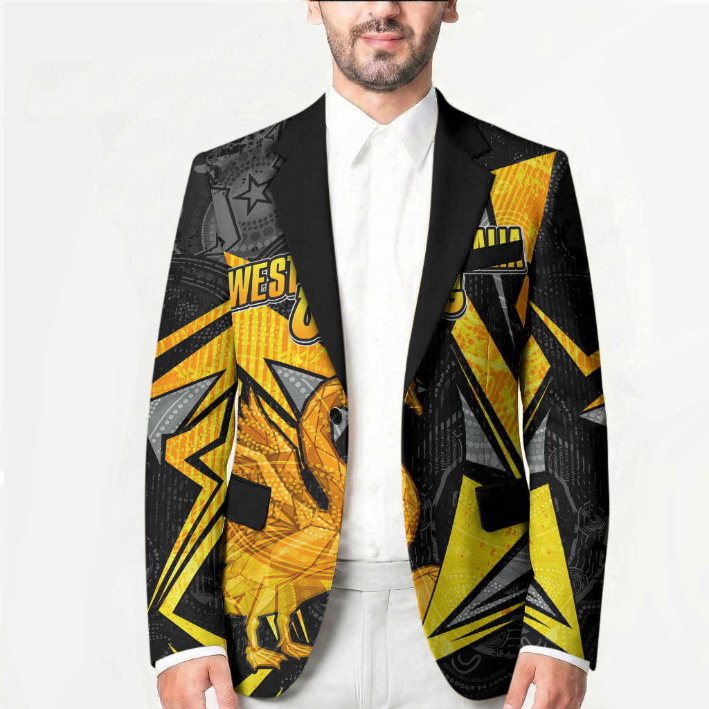 Personalised Western Australia Oztag Swan Blazer Black Gold Geometric Swan Aboriginal