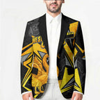 Personalised Western Australia Oztag Swan Blazer Black Gold Geometric Swan Aboriginal