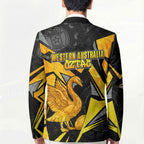 Personalised Western Australia Oztag Swan Blazer Black Gold Geometric Swan Aboriginal