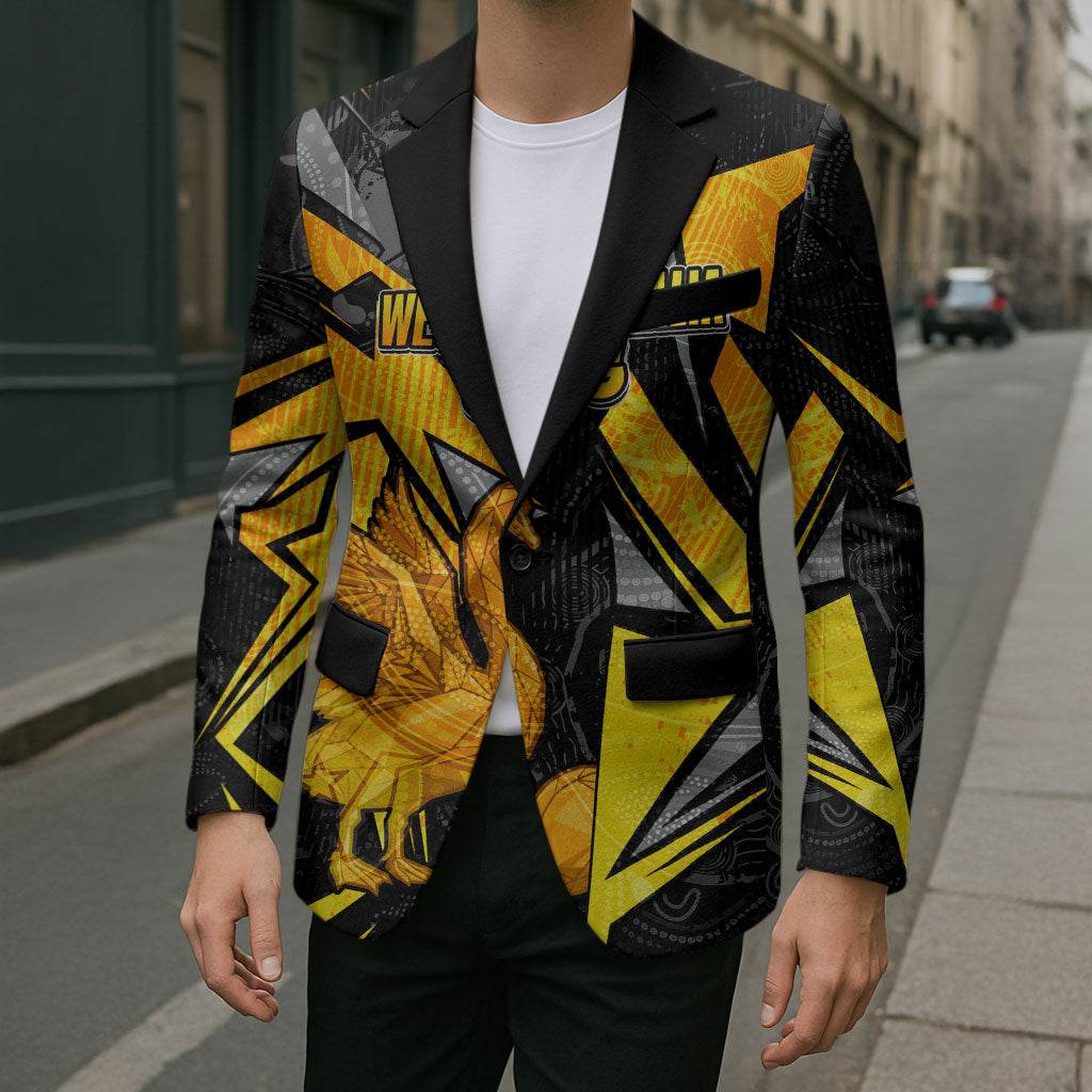 Personalised Western Australia Oztag Swan Blazer Black Gold Geometric Swan Aboriginal
