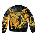 Personalised Western Australia Oztag Swan Bomber Jacket Black Gold Geometric Swan Aboriginal