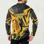 Personalised Western Australia Oztag Swan Button Sweatshirt Black Gold Geometric Swan Aboriginal