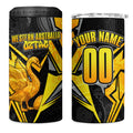 Personalised Western Australia Oztag Swan 4 in 1 Can Cooler Tumbler Black Gold Geometric Swan Aboriginal