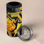 Personalised Western Australia Oztag Swan 4 in 1 Can Cooler Tumbler Black Gold Geometric Swan Aboriginal