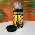 Personalised Western Australia Oztag Swan 4 in 1 Can Cooler Tumbler Black Gold Geometric Swan Aboriginal
