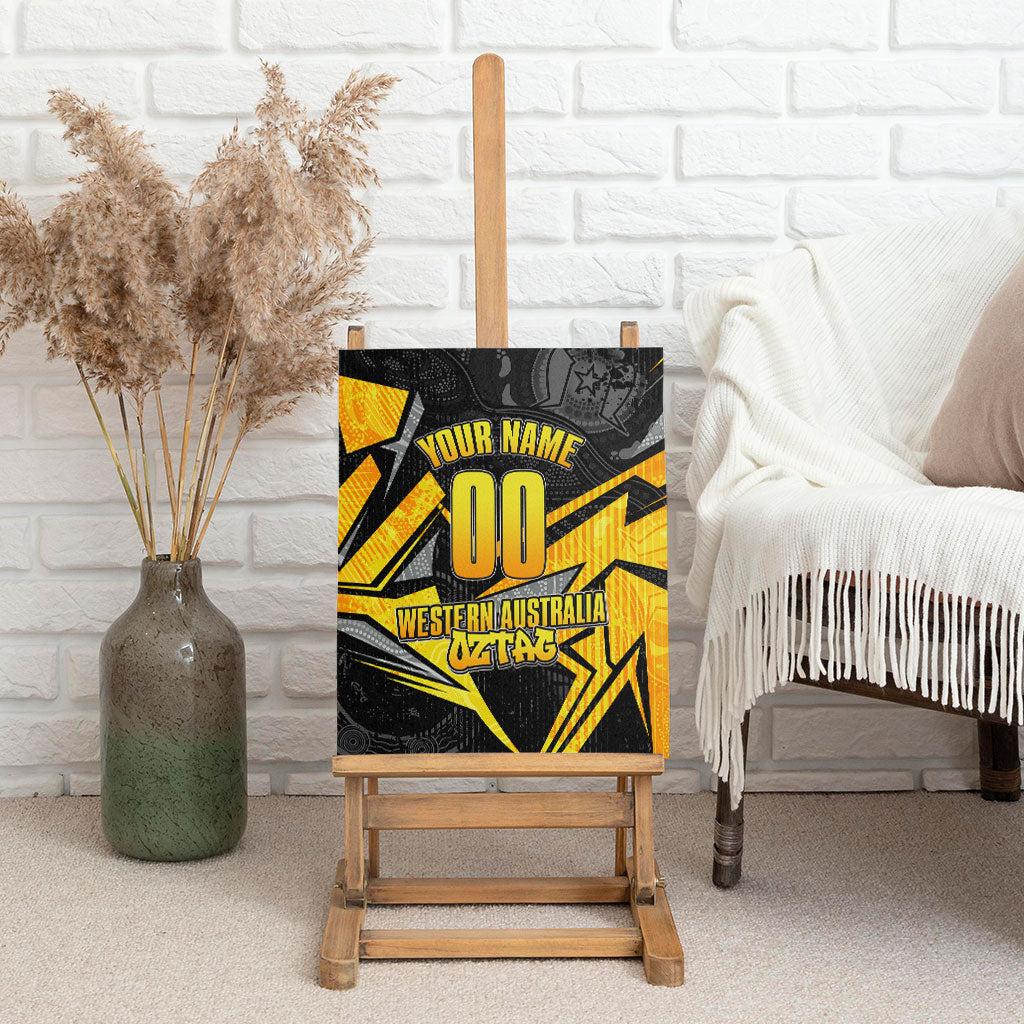 Personalised Western Australia Oztag Swan Canvas Wall Art Black Gold Geometric Swan Aboriginal