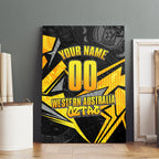 Personalised Western Australia Oztag Swan Canvas Wall Art Black Gold Geometric Swan Aboriginal