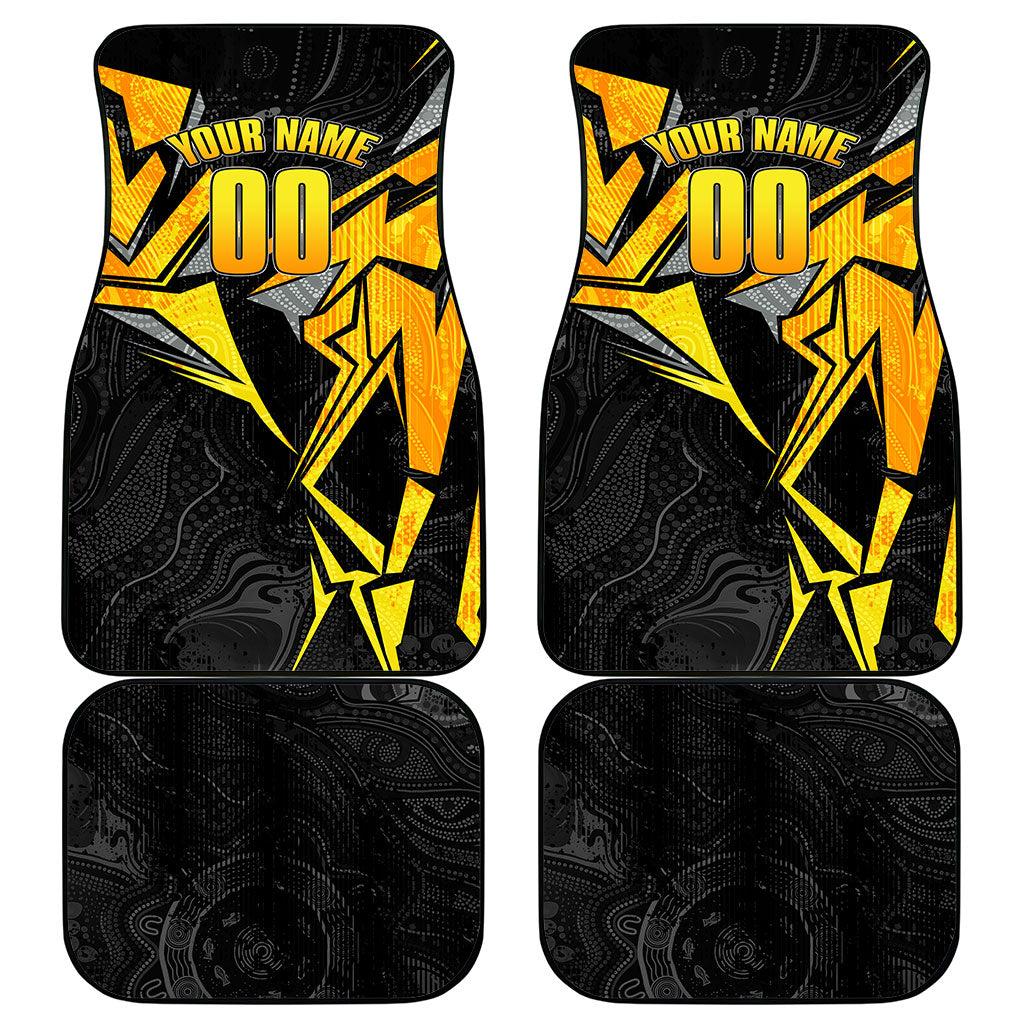 Personalised Western Australia Oztag Swan Car Mats Black Gold Geometric Swan Aboriginal