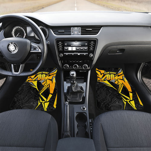 Personalised Western Australia Oztag Swan Car Mats Black Gold Geometric Swan Aboriginal