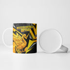 Personalised Western Australia Oztag Swan Ceramic Mug Black Gold Geometric Swan Aboriginal