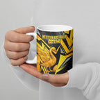 Personalised Western Australia Oztag Swan Ceramic Mug Black Gold Geometric Swan Aboriginal